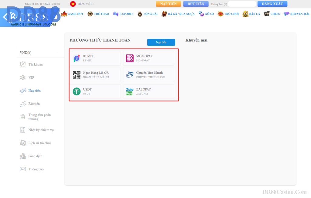 Hướng Dẫn Nạp Tiền DR88 Mới Nhất 2025 – Chi Tiết, Ưu Đãi Cực Khủng